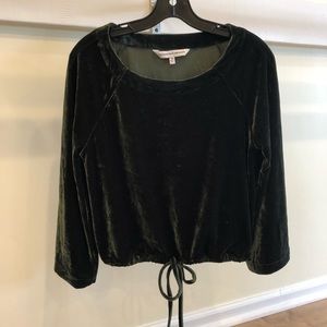 Cupcakes & Cashmere olive velvet top XS
